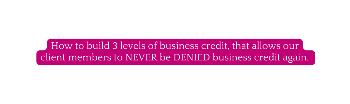 How to build 3 levels of business credit that allows our client members to NEVER be DENIED business credit again